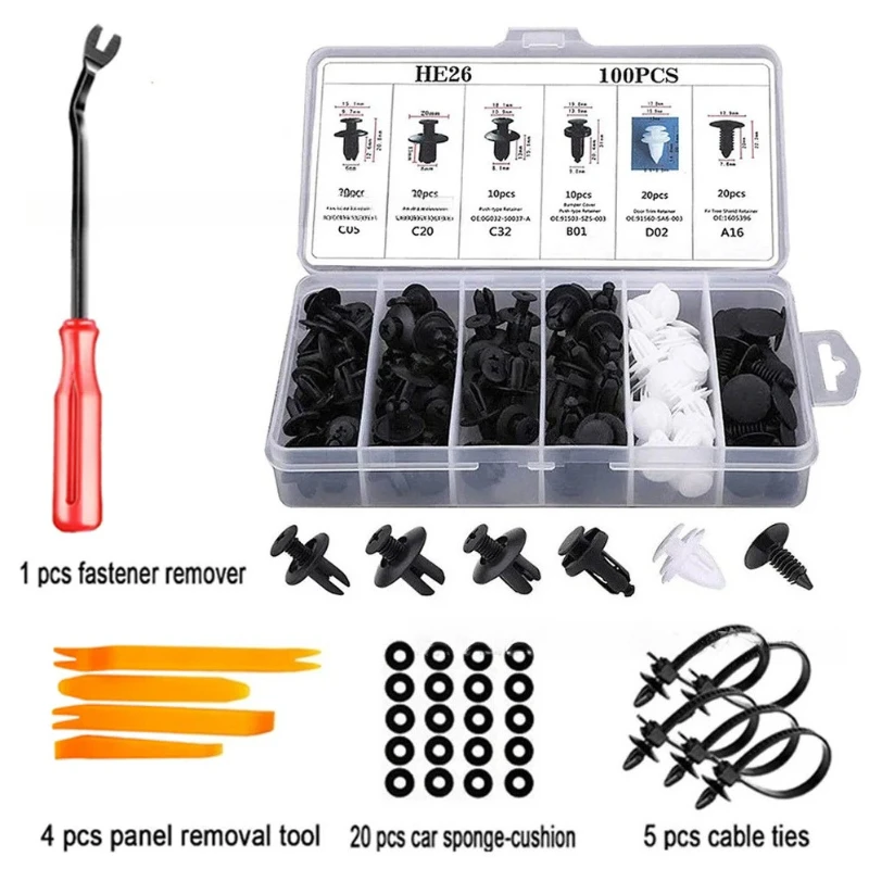 135/100pcs Car Plastic Retainer Clips Set Auto Fender Push Pin Rivet Door Trim Panel Retainer Car Bumper Fasteners Clips Tool
135/100pcs Car Plastic Retainer Clips Set Auto Fender Push Pin Rivet Door Trim Panel Retainer Car Bumper Fasteners Clips Tool