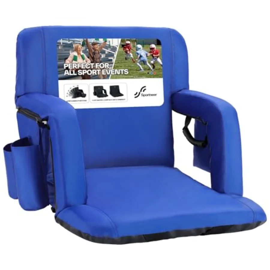 Stadium Seats with Back Support: 2.5'' Thick Comfy Cushion 6 Adjustable Angle Bleacher Seat with Armrest - 2 Large Pockets 2 Cu
Stadium Seats with Back Support: 2.5'' Thick Comfy Cushion 6 Adjustable Angle Bleacher Seat with Armrest - 2 Large Pockets 2 Cu