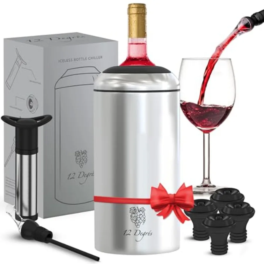 Wine Chiller Set - Perfect Wine Gifts for Women and Men - Stainless Steel Insulated Wine Cooler with Wine Pump Aerator and 4 St
Wine Chiller Set - Perfect Wine Gifts for Women and Men - Stainless Steel Insulated Wine Cooler with Wine Pump Aerator and 4 St