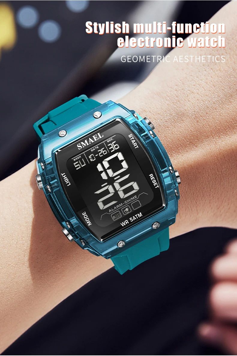 SMAEL 8108 Men's Square Digital Sport Watch - 50M Waterproof LED Backlight Alarm Chronograph Stopwatch Date Shockproof
SMAEL 8108 Men's Square Digital Sport Watch - 50M Waterproof LED Backlight Alarm Chronograph Stopwatch Date Shockproof