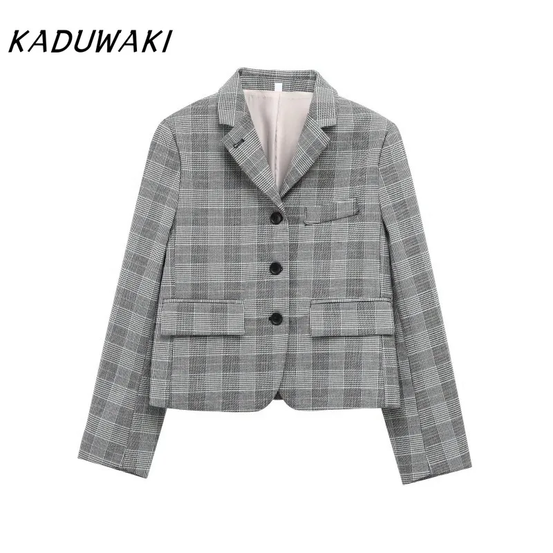 KADUWAKI Spring Women's Gray Plaid Blazer Urban Office Ladies Classic Plaid Blazer 2025 Single Breasted Notched Collar Blazers
KADUWAKI Spring Women's Gray Plaid Blazer Urban Office Ladies Classic Plaid Blazer 2025 Single Breasted Notched Collar Blazers