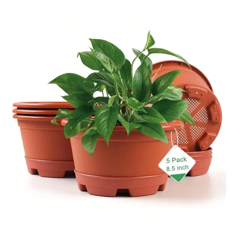 Pack 10.5 Inch Plant Pots, Planter Pots Plants Plastic Flower Pot Indoor Outdoor Plants With Drainage Holes Trays, Decorative G
Pack 10.5 Inch Plant Pots, Planter Pots Plants Plastic Flower Pot Indoor Outdoor Plants With Drainage Holes Trays, Decorative G