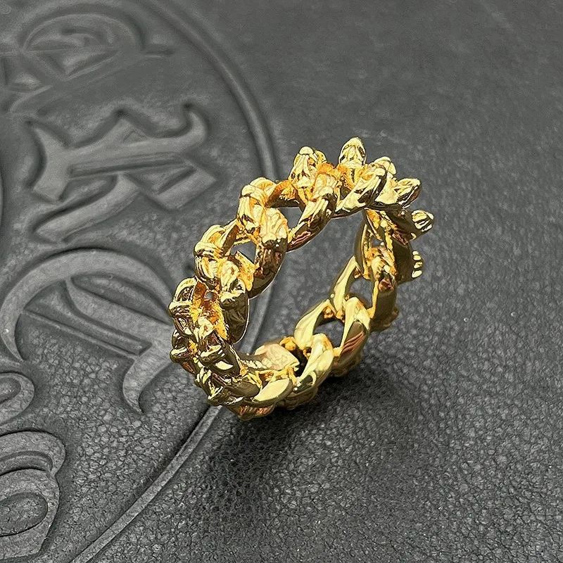 S925 Pure Silver trendy gold twist chain ring European and American gothic personality hip hop ring classic
S925 Pure Silver trendy gold twist chain ring European and American gothic personality hip hop ring classic