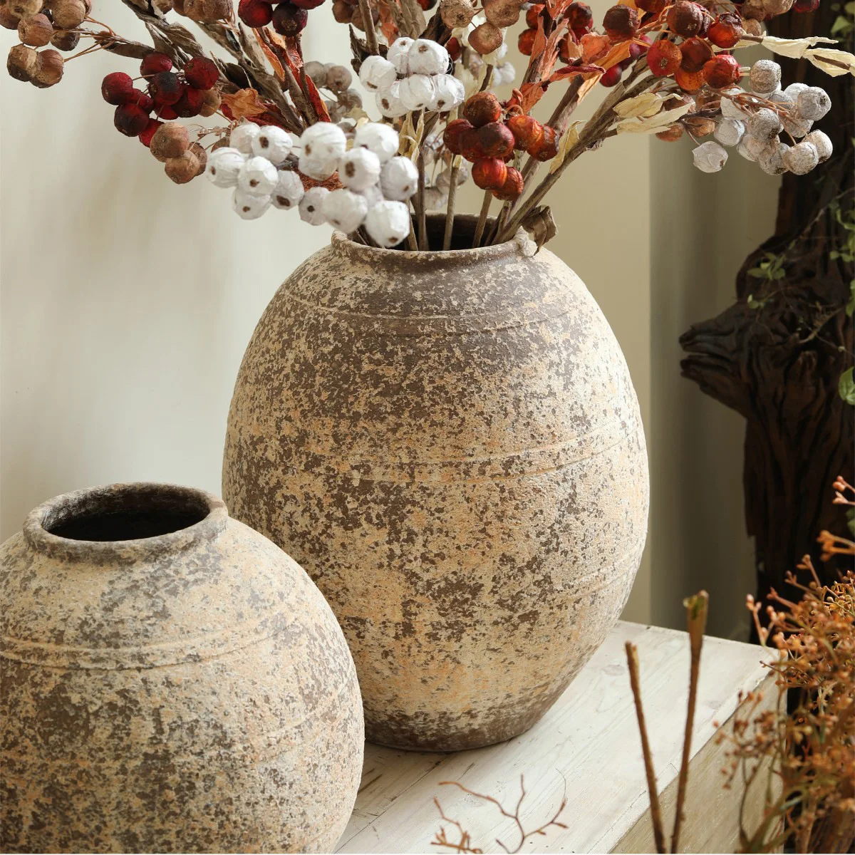 Large vase clay pot large living room tea room ornament Japanese vintage flower arrangement utensils floor flower utensils
Large vase clay pot large living room tea room ornament Japanese vintage flower arrangement utensils floor flower utensils