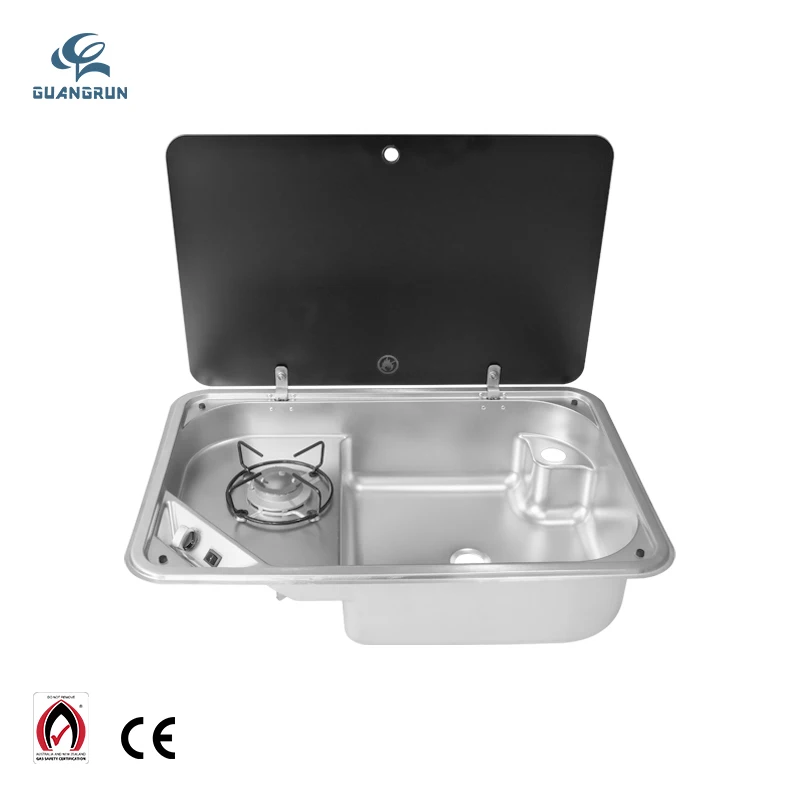 CE SAI Certified 304 Stainless Steel RV Sink with One-Burner Gas Hob Tempered Glass Lid Lightweight for RV Caravan Boat & Yacht
CE SAI Certified 304 Stainless Steel RV Sink with One-Burner Gas Hob Tempered Glass Lid Lightweight for RV Caravan Boat & Yacht