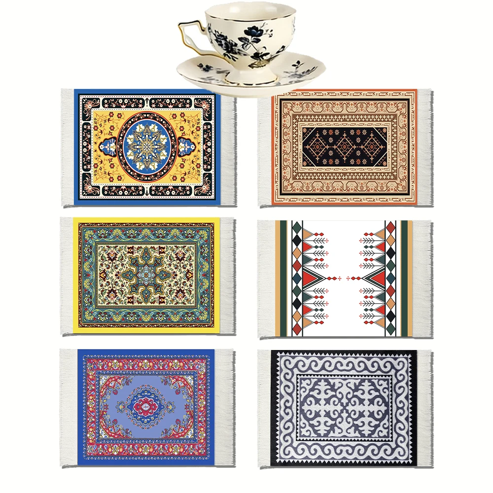6 Colorful Persian Rug-Style Placemats - Absorbent and Spill-Proof, Decorative Floral Pattern Drink Coasters with Tassels, Perfect for Kitchens and Dining Rooms, Rectangular (5.1inch X 3.54inch)
6 Colorful Persian Rug-Style Placemats - Absorbent and Spill-Proof, Decorative Floral Pattern Drink Coasters with Tassels, Perfect for Kitchens and Dining Rooms, Rectangular (5.1inch X 3.54inch)
