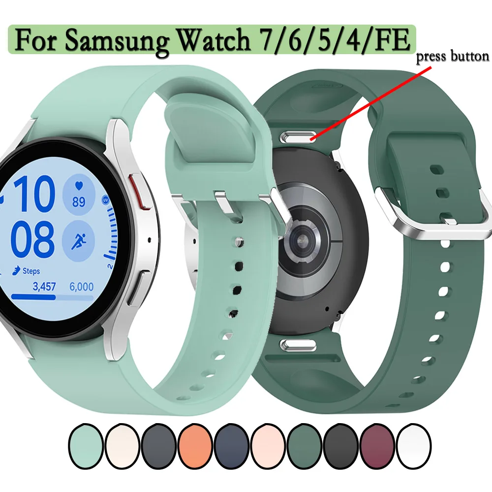 Ремешок силиконовый для Samsung Watch 7/6/5/4/FE, мягкий браслет с серебристой пряжкой, Одноцветный браслет, аксессуары
Ремешок силиконовый для Samsung Watch 7/6/5/4/FE, мягкий браслет с серебристой пряжкой, Одноцветный браслет, аксессуары