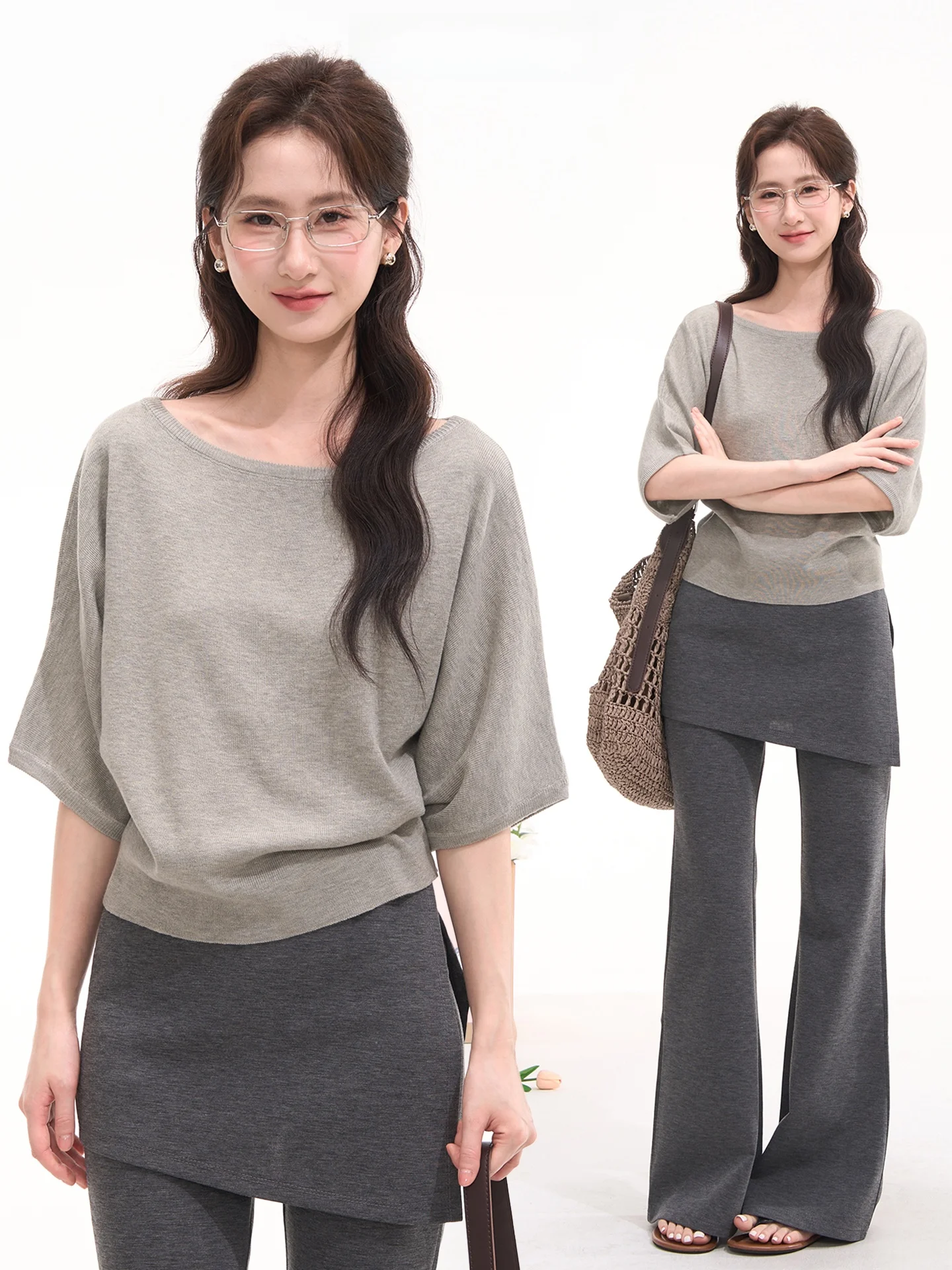 Minimalist Batwing Sleeve Wool Blend Short Knitwear Soft Polyester Acrylic Nylon Blend Women's Summer Top Casual Loose Fit
Minimalist Batwing Sleeve Wool Blend Short Knitwear Soft Polyester Acrylic Nylon Blend Women's Summer Top Casual Loose Fit
