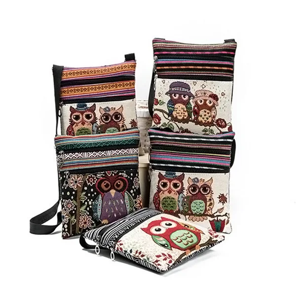 Ethnic Owl Jacquard Crossbody Bag Double Zipper Shoulder Purse Linen Fabric Bohemian Style Handbag for Women
Ethnic Owl Jacquard Crossbody Bag Double Zipper Shoulder Purse Linen Fabric Bohemian Style Handbag for Women