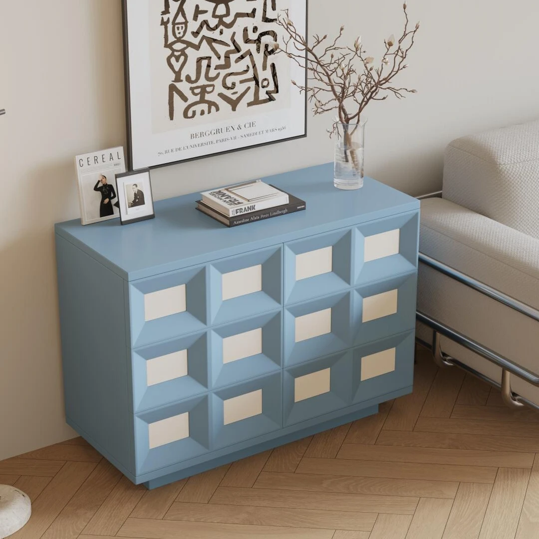 Cream wind dopamine chest, side cabinet, sky blue solid wood locker, bedroom end of bed
Cream wind dopamine chest, side cabinet, sky blue solid wood locker, bedroom end of bed