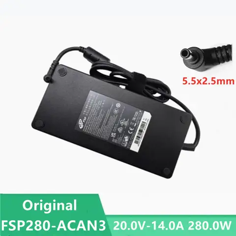 Original FSP FSP280-ACAN3 AC Adapter 20V 14A 280W 5.5×2.5mm Charger For MECHREVO Laptop Power Supply