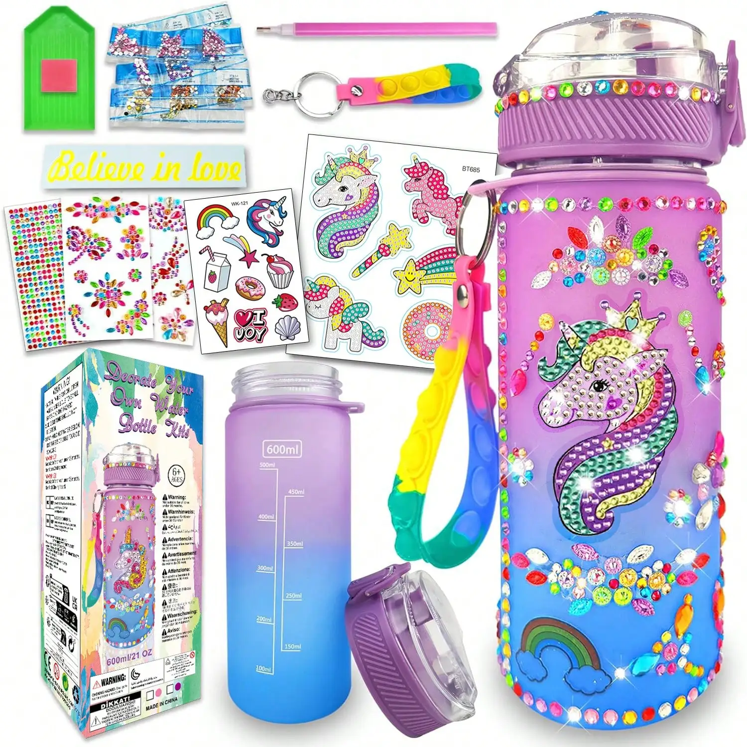 Girls Water Bottle Craft Set, Gemstone Painting Art Kit, DIY Birthday Gift for 6+
Girls Water Bottle Craft Set, Gemstone Painting Art Kit, DIY Birthday Gift for 6+