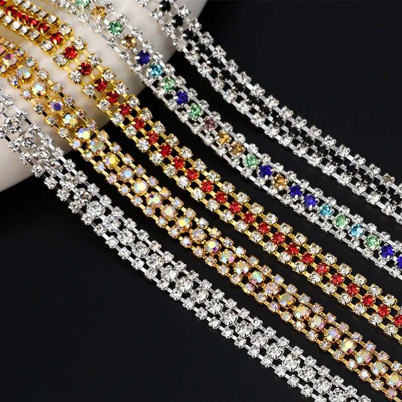 Rhinestone Chain DIY Accessories 3 Row Glitter Claw Chain Sewing Accessories Sew On Clothes Strass Crystal AB Glass Rhinestone
Rhinestone Chain DIY Accessories 3 Row Glitter Claw Chain Sewing Accessories Sew On Clothes Strass Crystal AB Glass Rhinestone