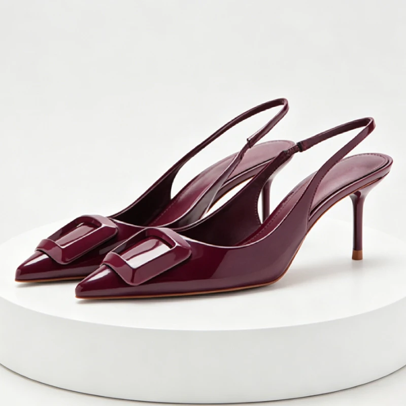New Square Buckle Detail Slingback Women's Pumps Luxury Patent Leather Pointed Toe Heeled Sandal Comfortable Office Formal Shoes
New Square Buckle Detail Slingback Women's Pumps Luxury Patent Leather Pointed Toe Heeled Sandal Comfortable Office Formal Shoes