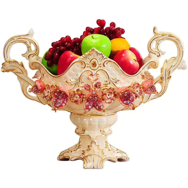 Oversized Embossed Ceramic Fruit Bowl Gold Trim Pomegranate Rhinestone Decor Double Handle Tall Base Decorative Coffee Table
Oversized Embossed Ceramic Fruit Bowl Gold Trim Pomegranate Rhinestone Decor Double Handle Tall Base Decorative Coffee Table