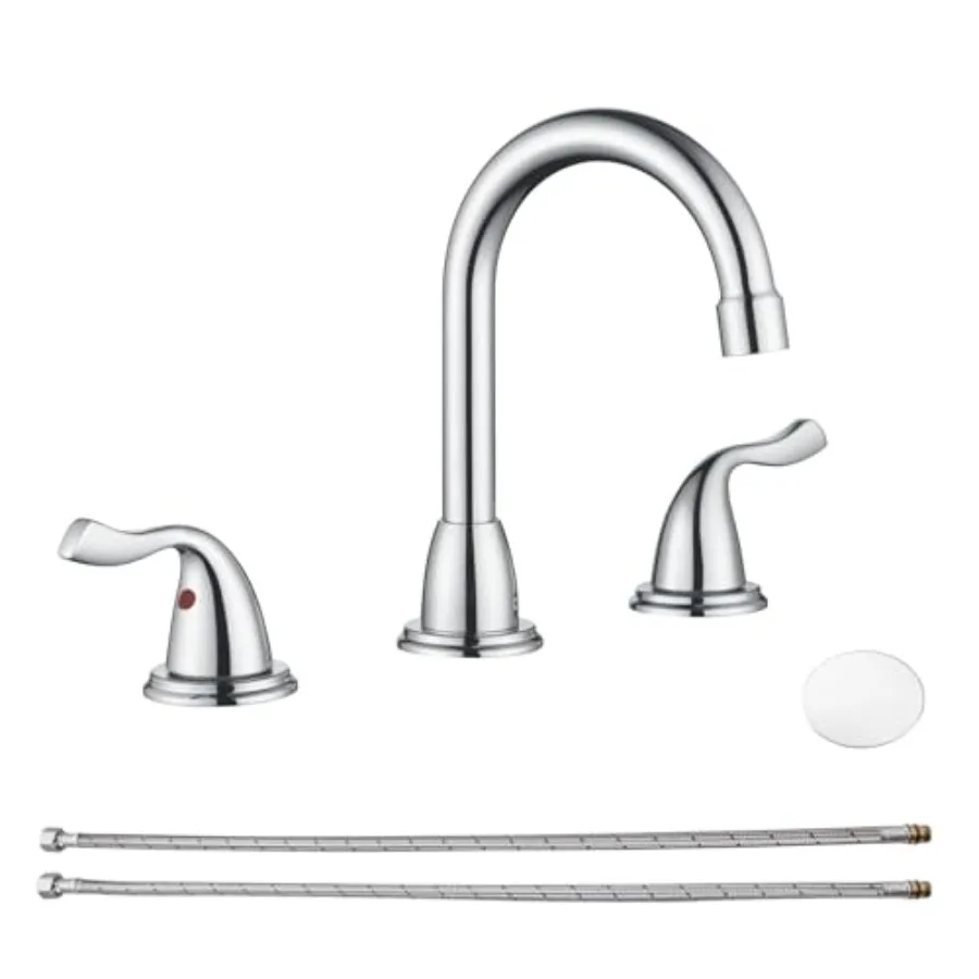 Bathroom Faucets for Sink 3 Hole 8 inch Widespread Bathroom Sink Faucet with Drain Double Lever Handle Faucet Bathroom Vanity F
Bathroom Faucets for Sink 3 Hole 8 inch Widespread Bathroom Sink Faucet with Drain Double Lever Handle Faucet Bathroom Vanity F