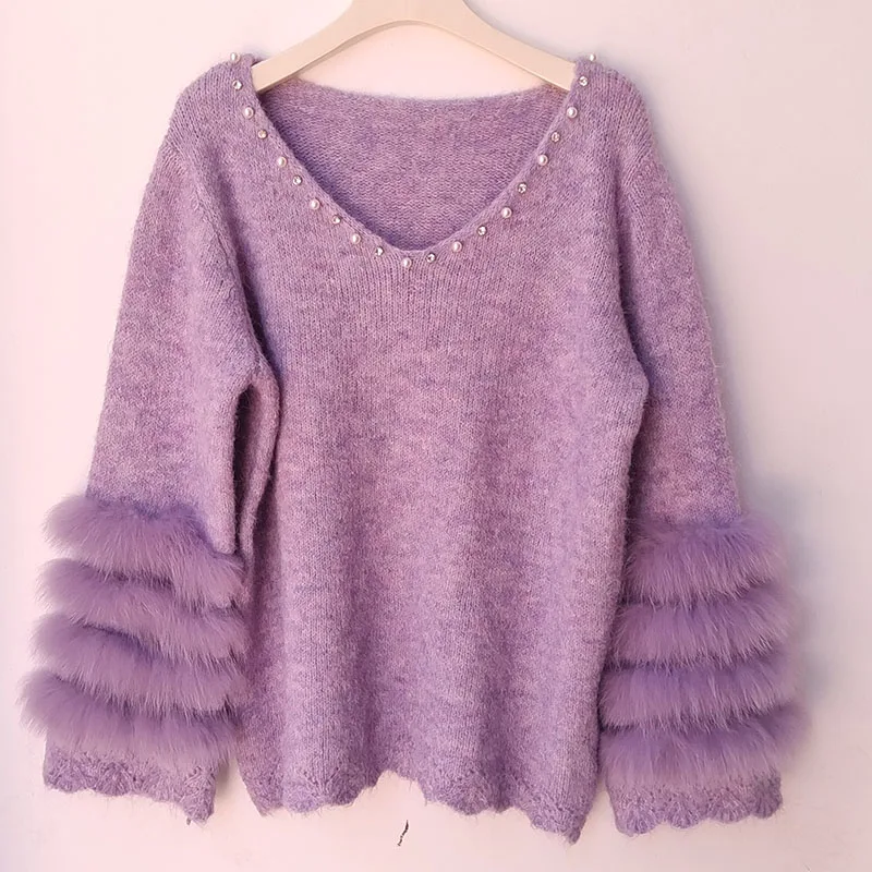 2025 Loose Women Autumn Knitted Pullover With Fur Trim V-neck Plus Size Pull Jumper Female Winter Sweater
2025 Loose Women Autumn Knitted Pullover With Fur Trim V-neck Plus Size Pull Jumper Female Winter Sweater