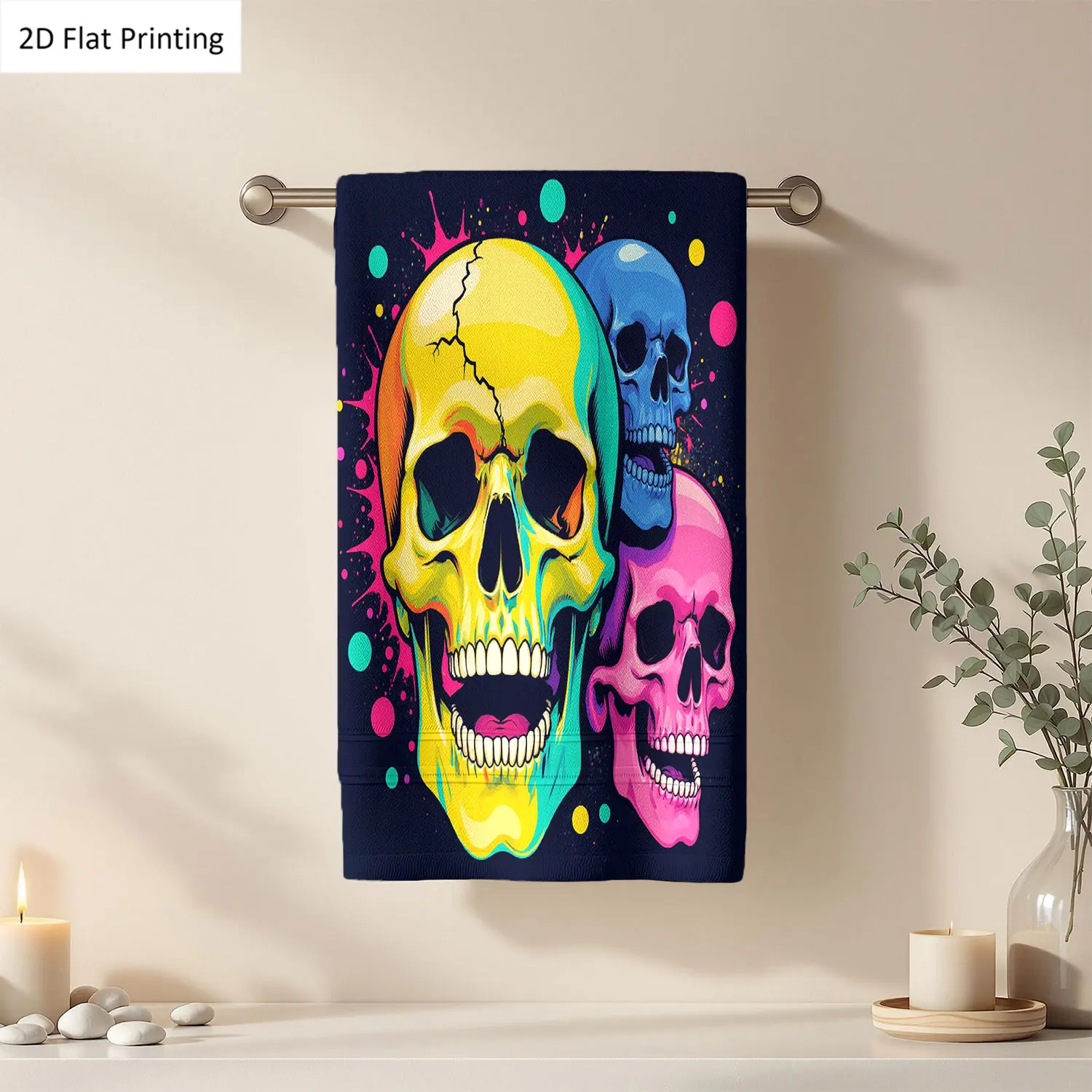 1Pc Skulls In Graffiti Style With Bright Colors Bathroom Hand Towel Bath Towel, Multiple Size Microfiber Polyester Towel, Unique Home Decorative Kitchen Towels, Festival Bathroom Accessories Decor, Quick Dry and Absorbent
1Pc Skulls In Graffiti Style With Bright Colors Bathroom Hand Towel Bath Towel, Multiple Size Microfiber Polyester Towel, Unique Home Decorative Kitchen Towels, Festival Bathroom Accessories Decor, Quick Dry and Absorbent