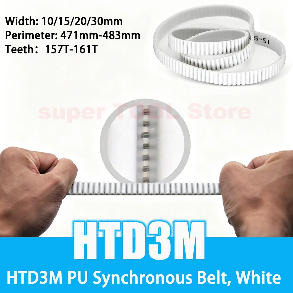 1pc White PU Steel Wire Synchronous Belt HTD3M 471 474 477 480 483 Width 10/15/20/30mm Polyurethane Timing Belt
1pc White PU Steel Wire Synchronous Belt HTD3M 471 474 477 480 483 Width 10/15/20/30mm Polyurethane Timing Belt
