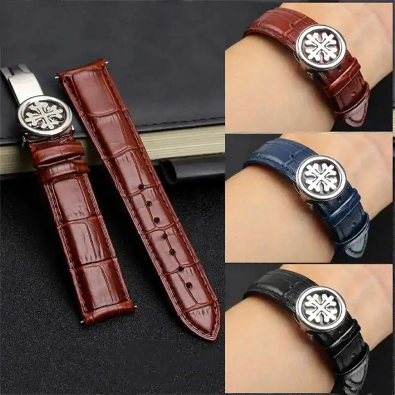 Curved End Top Grain Leather Watchband 19 20 22Mm Brown Black Blue Folding Clasp Calfskin Strap Fit For Patek Phi 5396 Watch
Curved End Top Grain Leather Watchband 19 20 22Mm Brown Black Blue Folding Clasp Calfskin Strap Fit For Patek Phi 5396 Watch