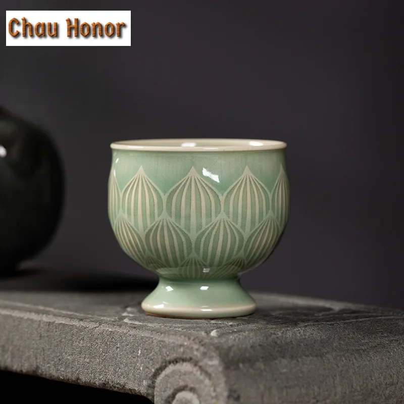 60ml Longquan Celadon Lotus Petal High Foot Teacup Retro Tea Bowl Jug Tea-tasting Smelling Cup Chazhan Master Cups Drinkware
60ml Longquan Celadon Lotus Petal High Foot Teacup Retro Tea Bowl Jug Tea-tasting Smelling Cup Chazhan Master Cups Drinkware