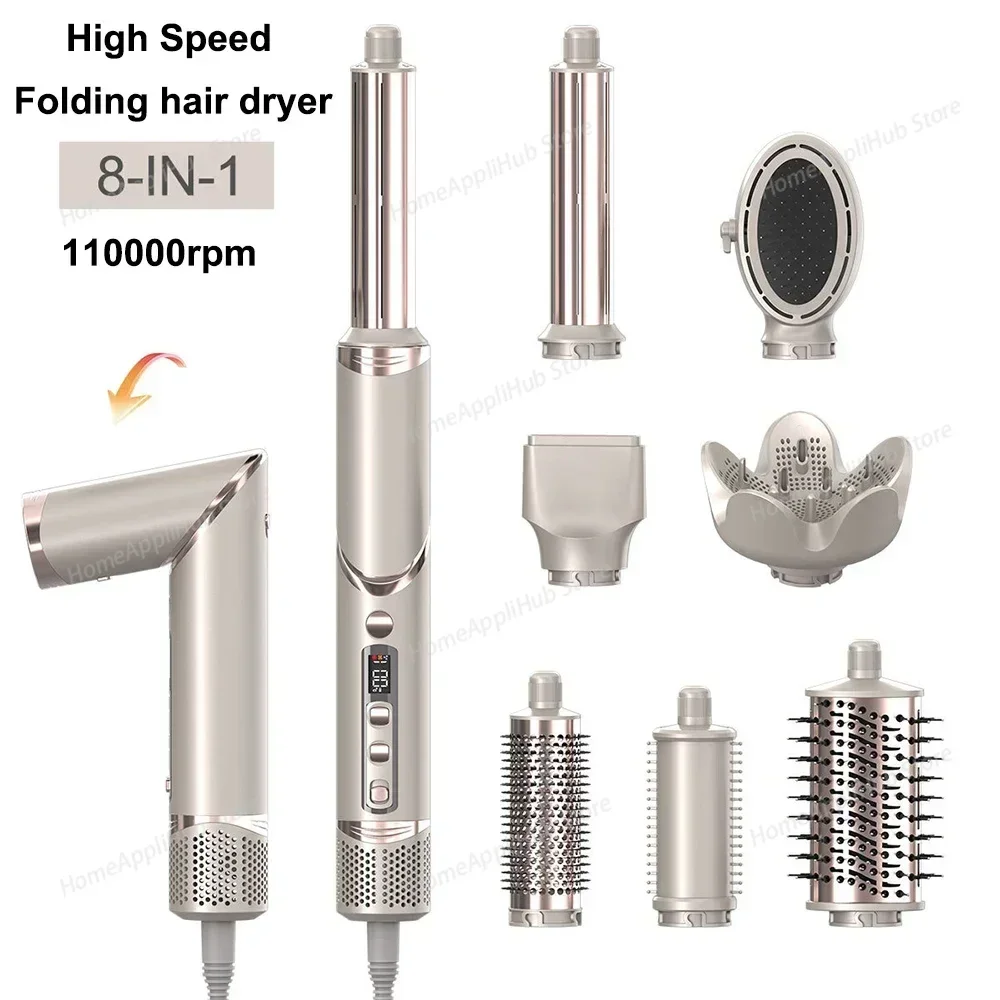 8 in 1 Professional Folding Hair Dryer Airwrap High Speed 110000rpm Blow Dryer Automatic Curling Iron Salon Hair Styling Tools
8 in 1 Professional Folding Hair Dryer Airwrap High Speed 110000rpm Blow Dryer Automatic Curling Iron Salon Hair Styling Tools