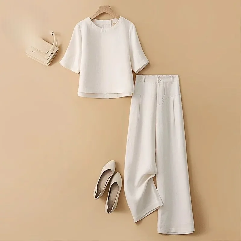 Women Casual Summer Linen Short Sleeve Top High Waist Wide Leg Pants Two Piece Set Daily Outdoor Wear S-XXL
Women Casual Summer Linen Short Sleeve Top High Waist Wide Leg Pants Two Piece Set Daily Outdoor Wear S-XXL
