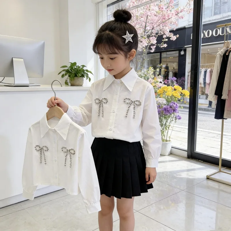 Children Pure Cotton White Shirt with Lace Spring and Autumn Style Girls Long Sleeved Student Uniform Korean Design Top
Children Pure Cotton White Shirt with Lace Spring and Autumn Style Girls Long Sleeved Student Uniform Korean Design Top