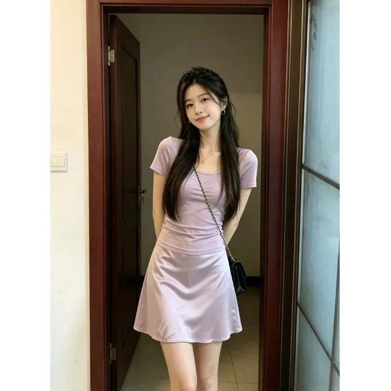 Summer Chic Women's Halter Neck Short Dress Purple Fashionable Versatile Fish Tail Skirt Set Beautiful Matching High Waist
Summer Chic Women's Halter Neck Short Dress Purple Fashionable Versatile Fish Tail Skirt Set Beautiful Matching High Waist