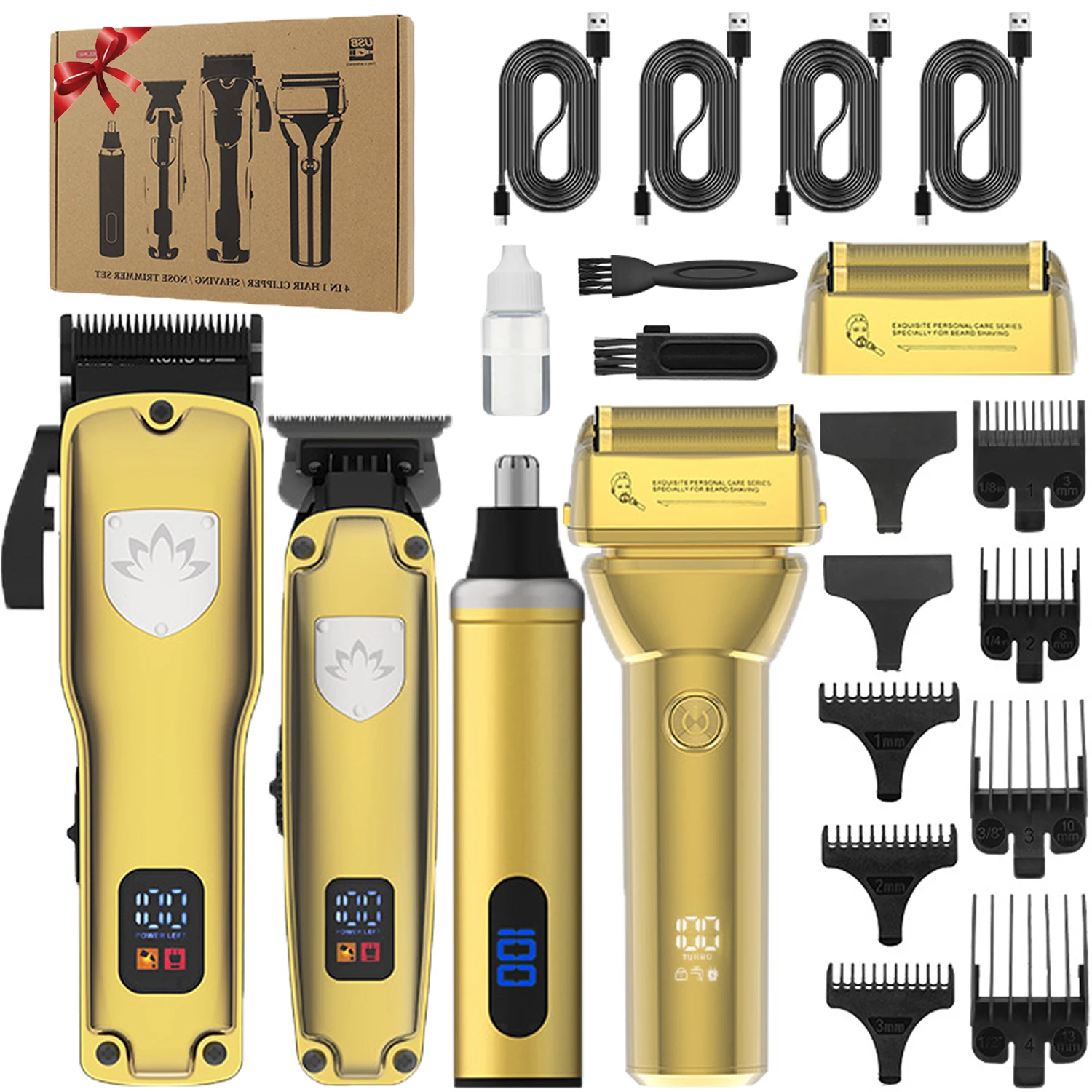 Professional 4-Piece Hair Clippers Kit for Men - Cordless Rechargeable Electric Trimmer with Foil Shaver for Grooming Nose Hair Clippers Christmas Gift
Professional 4-Piece Hair Clippers Kit for Men - Cordless Rechargeable Electric Trimmer with Foil Shaver for Grooming Nose Hair Clippers Christmas Gift