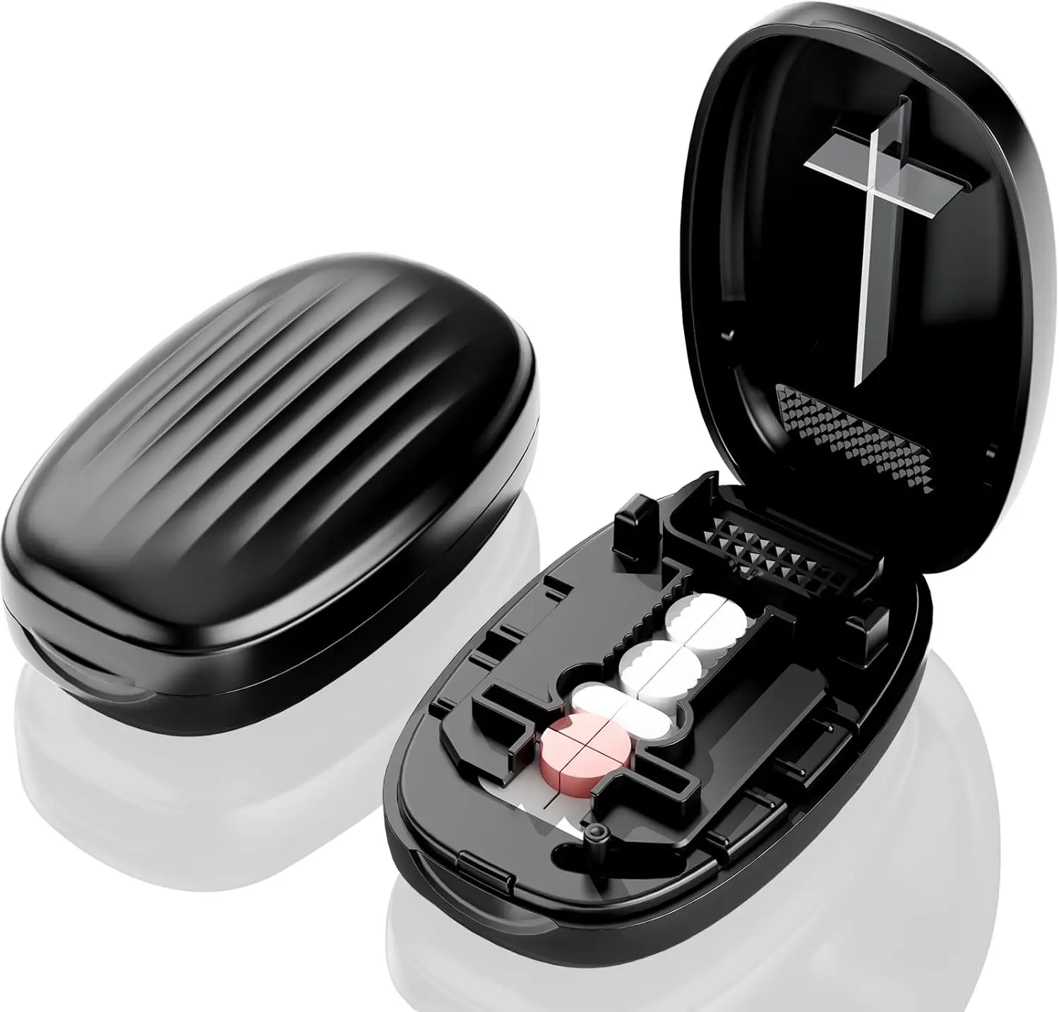 Pill Cutter Splitter for Small Pills, 1/2 1/4 Cutter for Vitamins and Tablets, Stainless Steel Blade, Back Storage (Black)
Pill Cutter Splitter for Small Pills, 1/2 1/4 Cutter for Vitamins and Tablets, Stainless Steel Blade, Back Storage (Black)