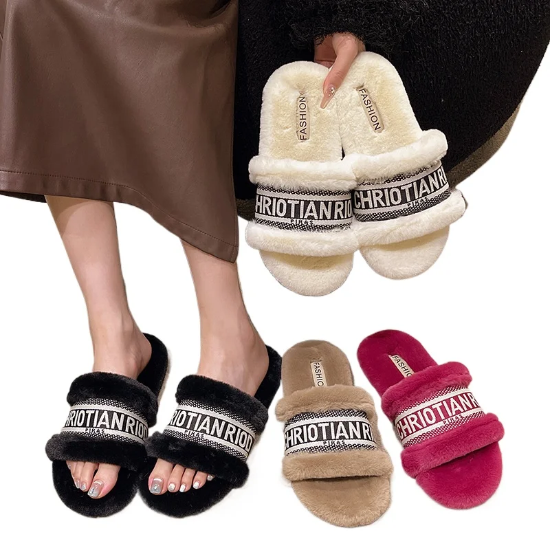 Size 35-42 Women's Slippers for Wearing Outside Flat Slippers Women's Autumn and Winter Letter Suede One Foot Cotton Slippers
Size 35-42 Women's Slippers for Wearing Outside Flat Slippers Women's Autumn and Winter Letter Suede One Foot Cotton Slippers