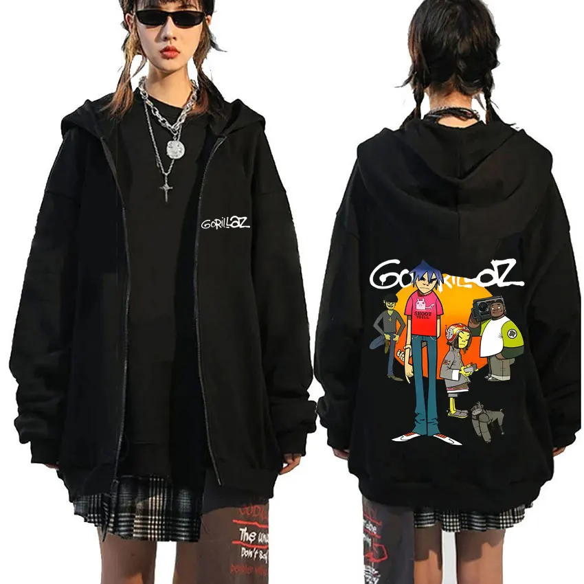 Gorillaz Double Sided Print Zipper Hoodie Men Women Hip Hop Fashion Oversized Zip Up Jacket Unisex Vintage Rock Band Streetwear
Gorillaz Double Sided Print Zipper Hoodie Men Women Hip Hop Fashion Oversized Zip Up Jacket Unisex Vintage Rock Band Streetwear