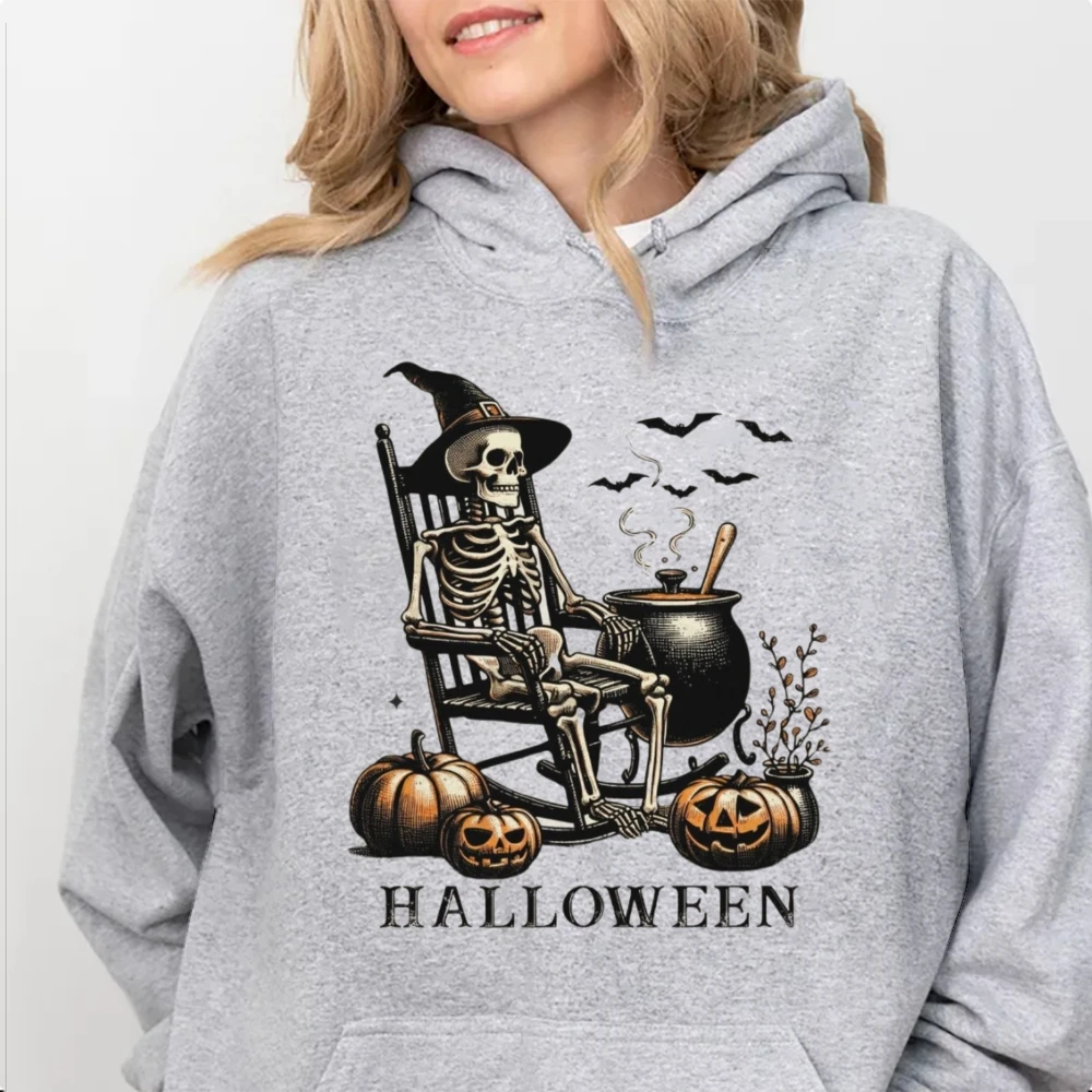 Spooky Halloween-Themed Hooded Sweatshirt For Women Skull Wizard Hat Pumpkin Patch Trick-or-Treat Hoodie Stylish Halloween Top
Spooky Halloween-Themed Hooded Sweatshirt For Women Skull Wizard Hat Pumpkin Patch Trick-or-Treat Hoodie Stylish Halloween Top