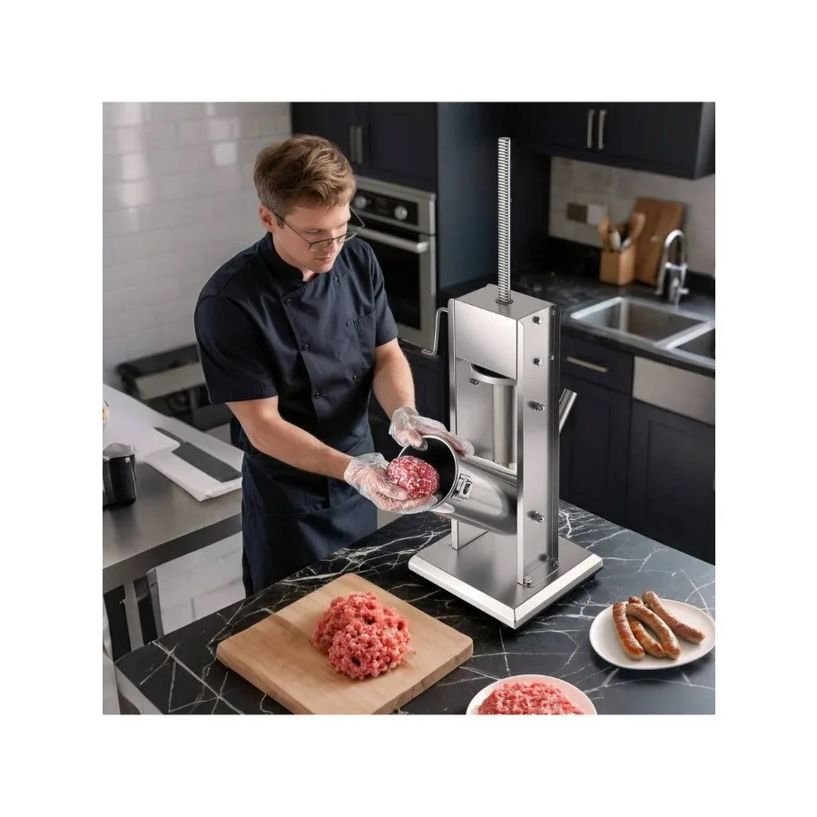 Manual Sausage Stuffer, 11 LBS/ 5 L Vertical Meat Stuffer, Dual-Speed Sausage Casing Meat Filling Machine, Stainless Steel Heav
Manual Sausage Stuffer, 11 LBS/ 5 L Vertical Meat Stuffer, Dual-Speed Sausage Casing Meat Filling Machine, Stainless Steel Heav