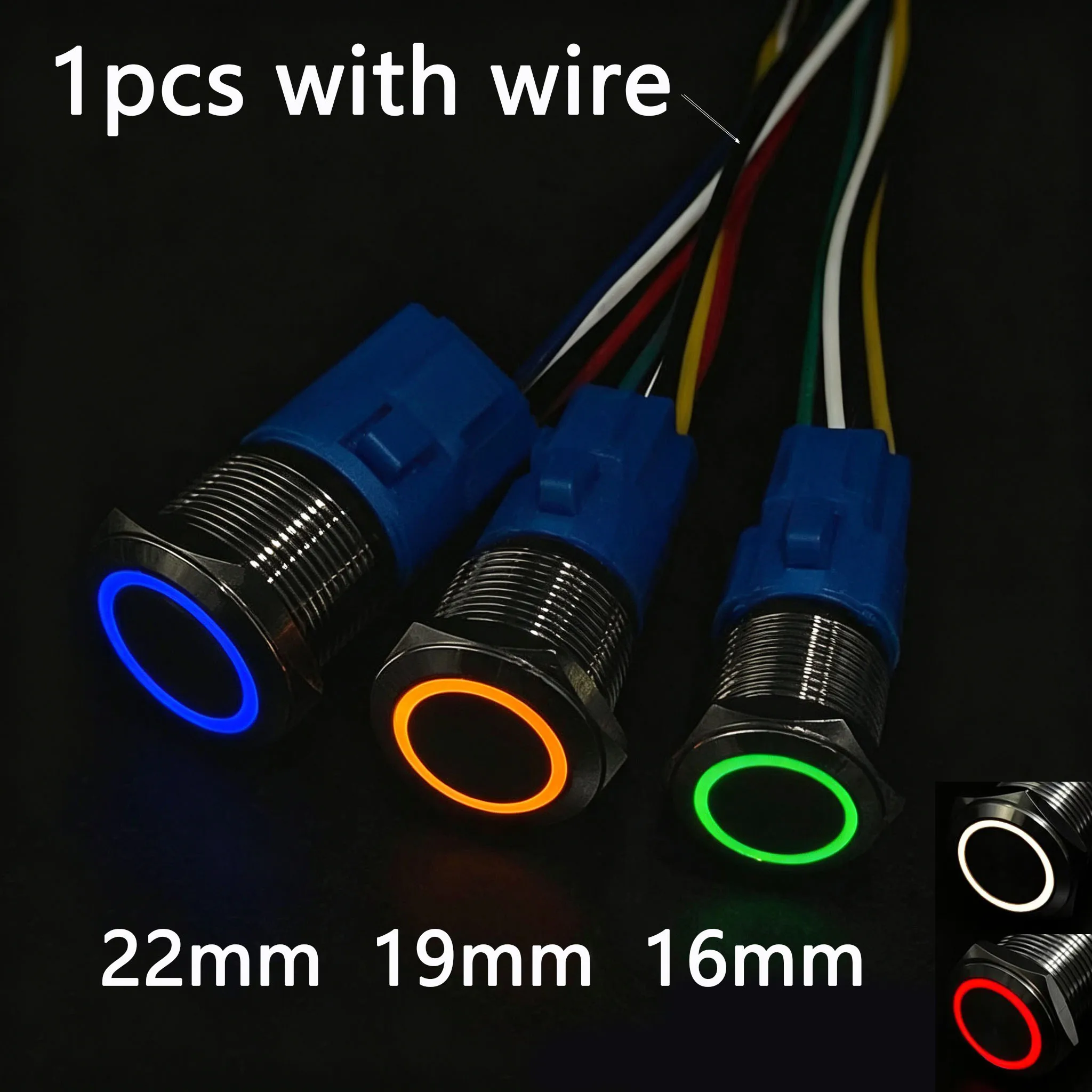 16mm 19mm 22mm on off Metal Push Button Switch for Car Momentary Latching Fixed 5V 12v 24v 220V Waterproof LED Light with Wire
16mm 19mm 22mm on off Metal Push Button Switch for Car Momentary Latching Fixed 5V 12v 24v 220V Waterproof LED Light with Wire