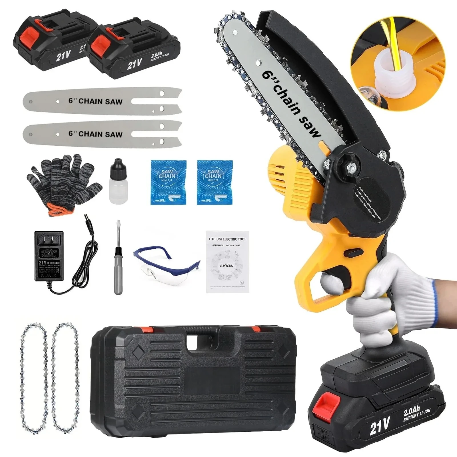 Mini Chainsaw Cordless,6 Inch Electric Chainsaw with 2 Batteries,Small Chain Saw Battery Powered for Wood Cutting,Tree Trimming
Mini Chainsaw Cordless,6 Inch Electric Chainsaw with 2 Batteries,Small Chain Saw Battery Powered for Wood Cutting,Tree Trimming