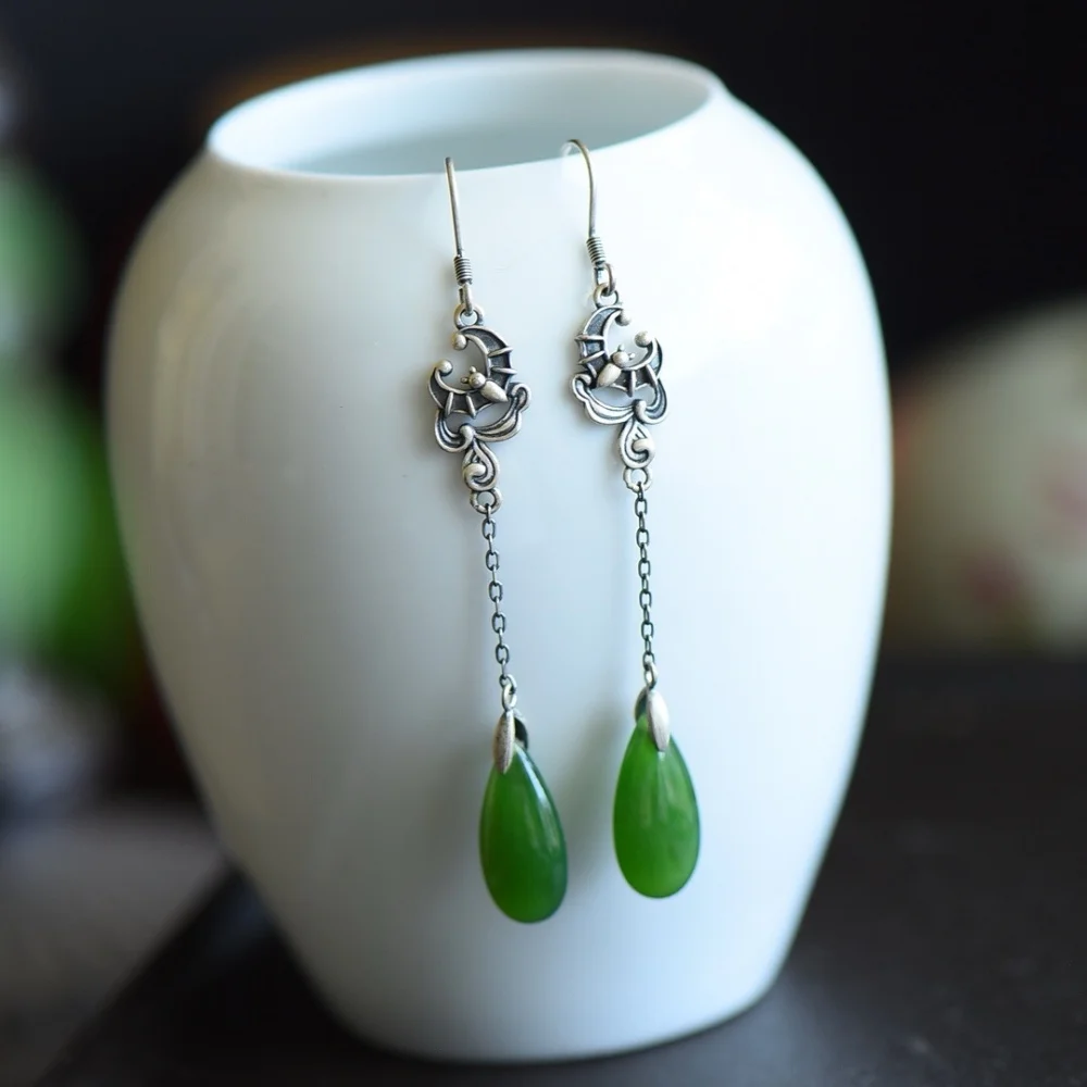 S925 Natural Hetian Jade Waterdrop Shape Earrings Healing Stone DIY Accessories Holiday Birthday Holiday Gift 1SET
S925 Natural Hetian Jade Waterdrop Shape Earrings Healing Stone DIY Accessories Holiday Birthday Holiday Gift 1SET