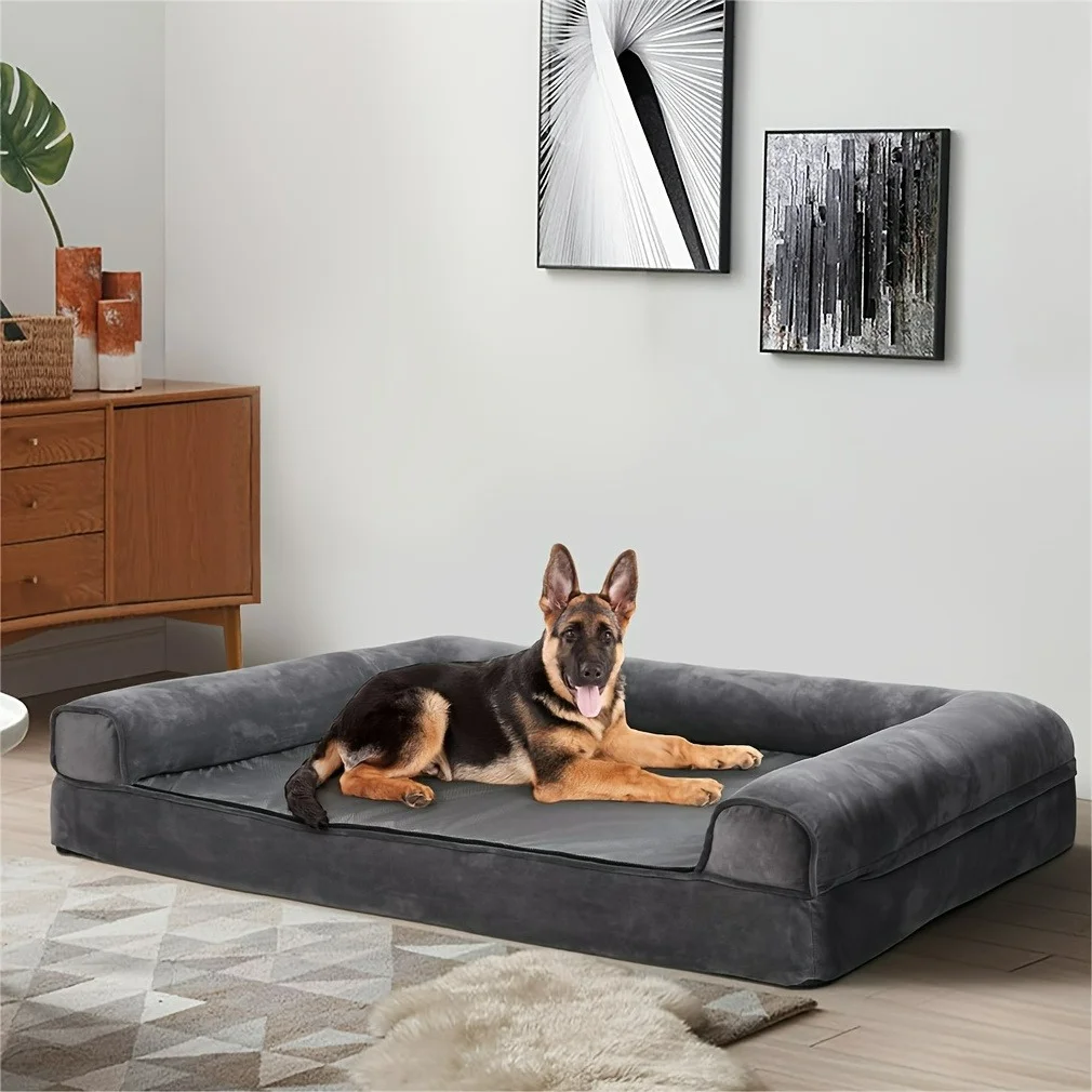Jumbo Orthopedic Memory Foam Dog Bed for Large Dogs - High Quality Bolster Cushion with Plush Mat, Easy Assembly, Grey Pet Bed for Joint Support & Home Decor
Jumbo Orthopedic Memory Foam Dog Bed for Large Dogs - High Quality Bolster Cushion with Plush Mat, Easy Assembly, Grey Pet Bed for Joint Support & Home Decor