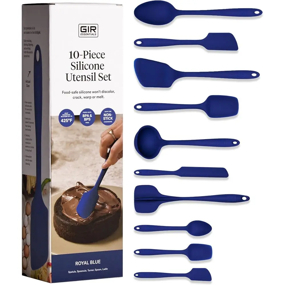 10-Piece Silicone Kitchen Utensil Set: Ladle, Spatula, Lip, Spoon & Spoonula - Non-Toxic for Nonstick Cookware - Royal Blue
10-Piece Silicone Kitchen Utensil Set: Ladle, Spatula, Lip, Spoon & Spoonula - Non-Toxic for Nonstick Cookware - Royal Blue