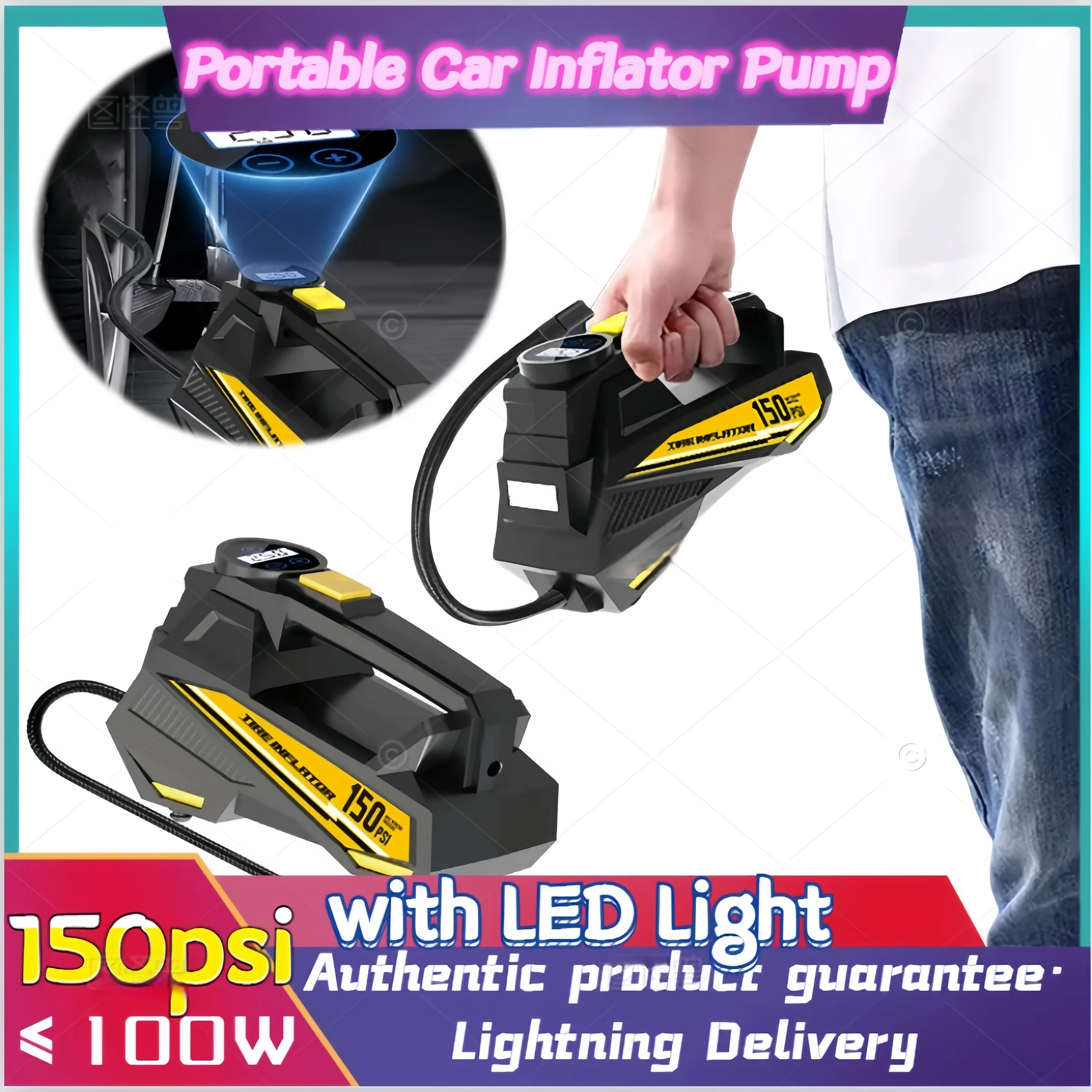 Проводной портативный автомобильный воздушный насос ≤100 Вт, 12 В, 150PSI, электрический насос для накачивания шин, мотоциклетный велосипедный шарик, светодиодный светильник, автомобильный воздушный компрессор для
Проводной портативный автомобильный воздушный насос ≤100 Вт, 12 В, 150PSI, электрический насос для накачивания шин, мотоциклетный велосипедный шарик, светодиодный светильник, автомобильный воздушный компрессор для