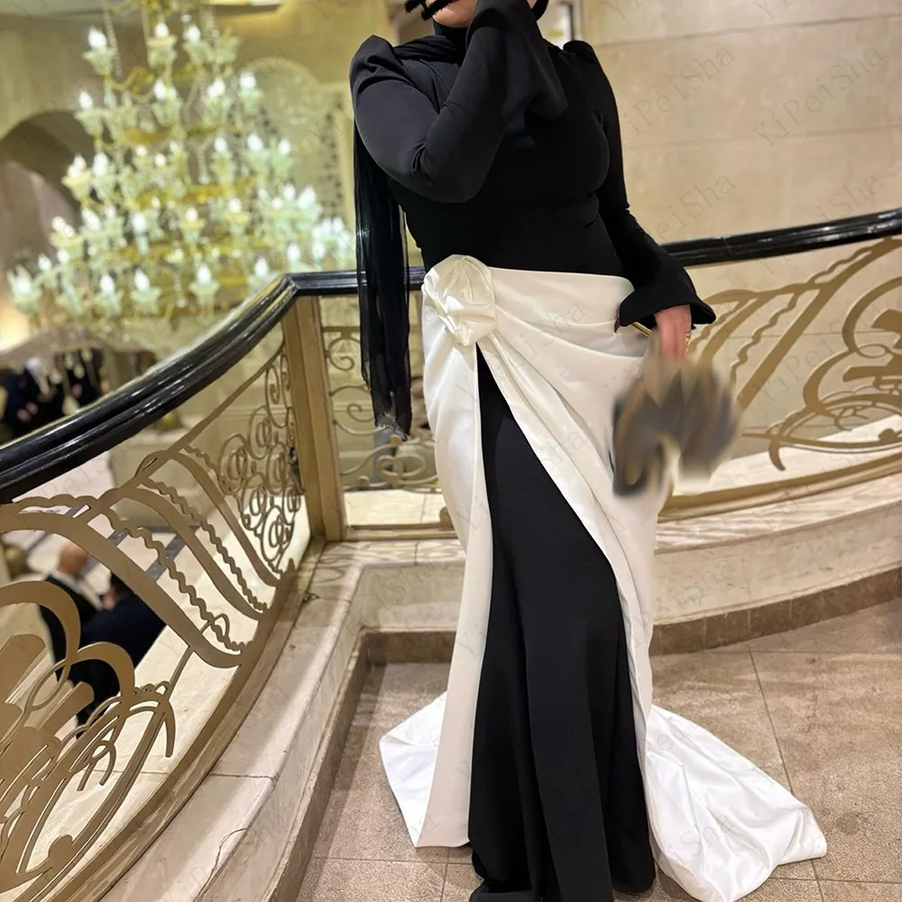 Customzied Mermaid Prom Dresses Floor-Length High-neck Full Sleeve Evening Gown Fashion Flowers Simple Draped Party Gown
Customzied Mermaid Prom Dresses Floor-Length High-neck Full Sleeve Evening Gown Fashion Flowers Simple Draped Party Gown