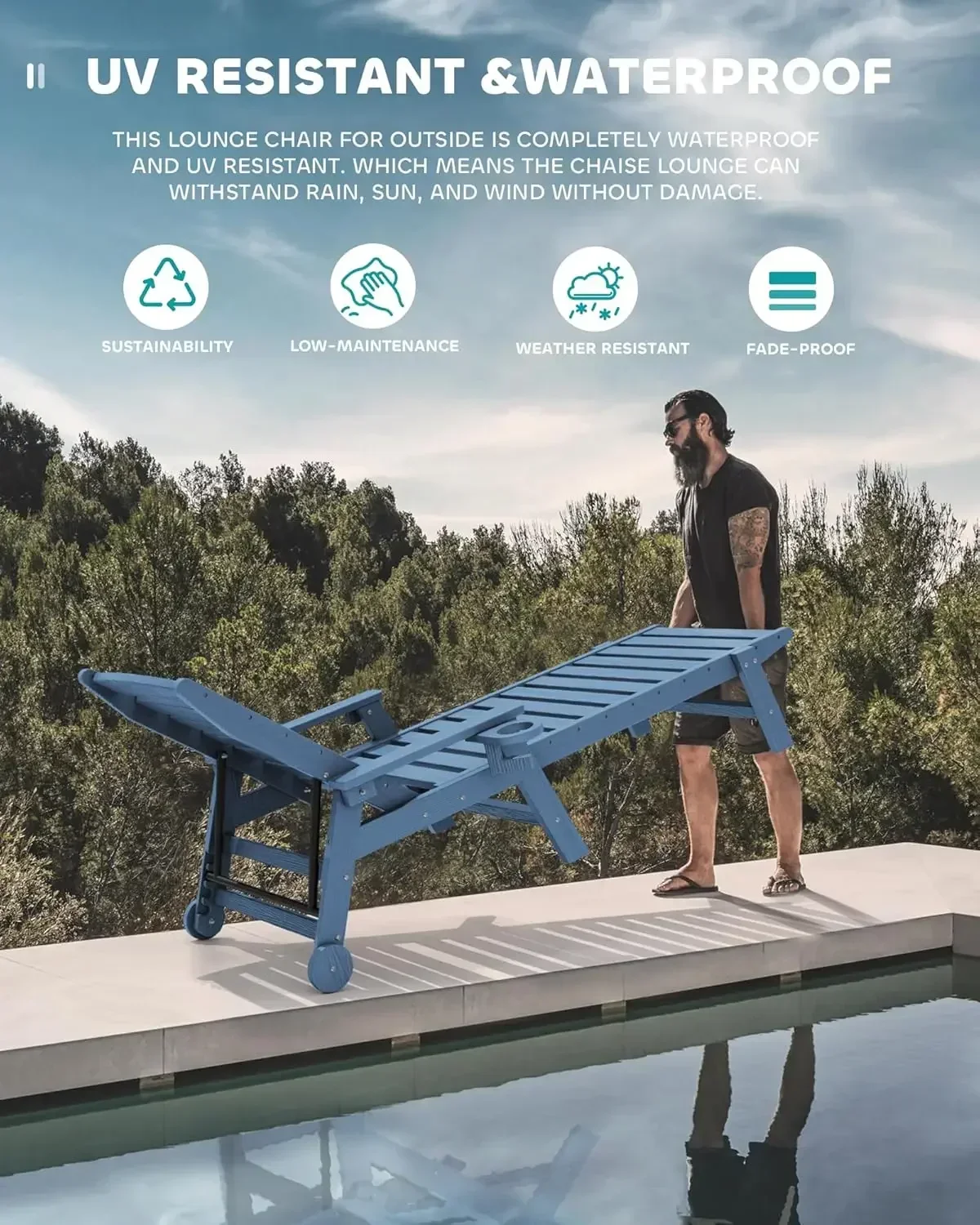 Patio Chaise Lounge Chair Set of 2,5 Positions Adjustable Outdoor Lounge Chair for Pool,Plastic Lounge Chair with Rolling Wheels
Patio Chaise Lounge Chair Set of 2,5 Positions Adjustable Outdoor Lounge Chair for Pool,Plastic Lounge Chair with Rolling Wheels
