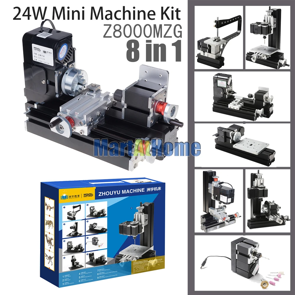 24W 8 in 1 Mini Metal Machine Kit with Bow-arm Z8000MZG Lathe, Wood-turning, Jigsaw, Drilling, Milling, Sanding, Hand-held
24W 8 in 1 Mini Metal Machine Kit with Bow-arm Z8000MZG Lathe, Wood-turning, Jigsaw, Drilling, Milling, Sanding, Hand-held