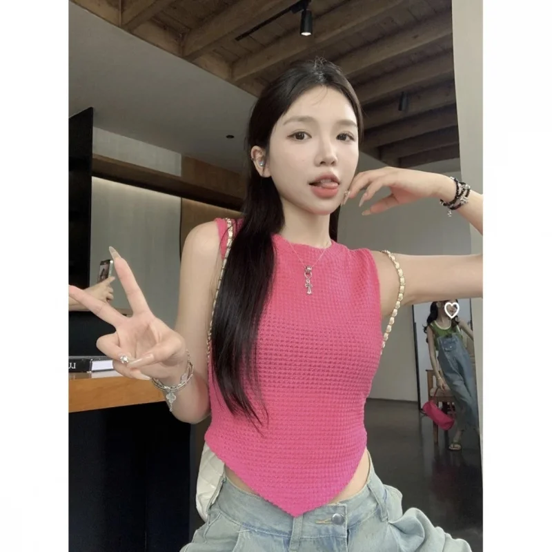 New Waffle Tank Top With Irregular And Simple Design, Sweet And Spicy Sleeveless Top
New Waffle Tank Top With Irregular And Simple Design, Sweet And Spicy Sleeveless Top