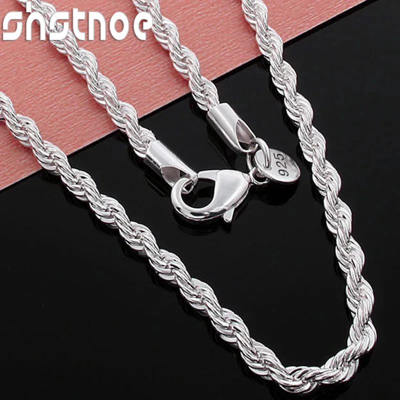 Hot Charms Fine 4MM Rope Chain 925 Sterling Silver Necklaces for Woman Men Classic Fashion Jewelry Wedding Party Holiday Gifts
Hot Charms Fine 4MM Rope Chain 925 Sterling Silver Necklaces for Woman Men Classic Fashion Jewelry Wedding Party Holiday Gifts