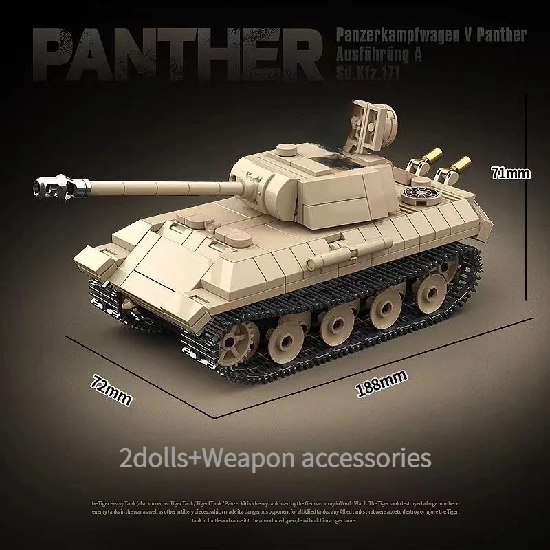 Panther Medium Tank Building Blocks, Intellectual Assembled Armored Vehicle Model, Decor for Home Display and Holiday Gift
Panther Medium Tank Building Blocks, Intellectual Assembled Armored Vehicle Model, Decor for Home Display and Holiday Gift