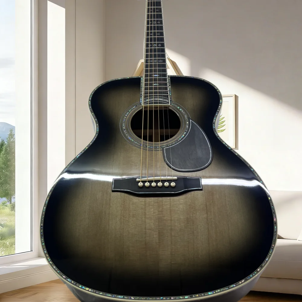 39Inch OM45 Series Grey Acoustic Guitar Solid Top Ebony Neck Picea Asperata Body Simple Design Clear Timbre Free Shipping
39Inch OM45 Series Grey Acoustic Guitar Solid Top Ebony Neck Picea Asperata Body Simple Design Clear Timbre Free Shipping
