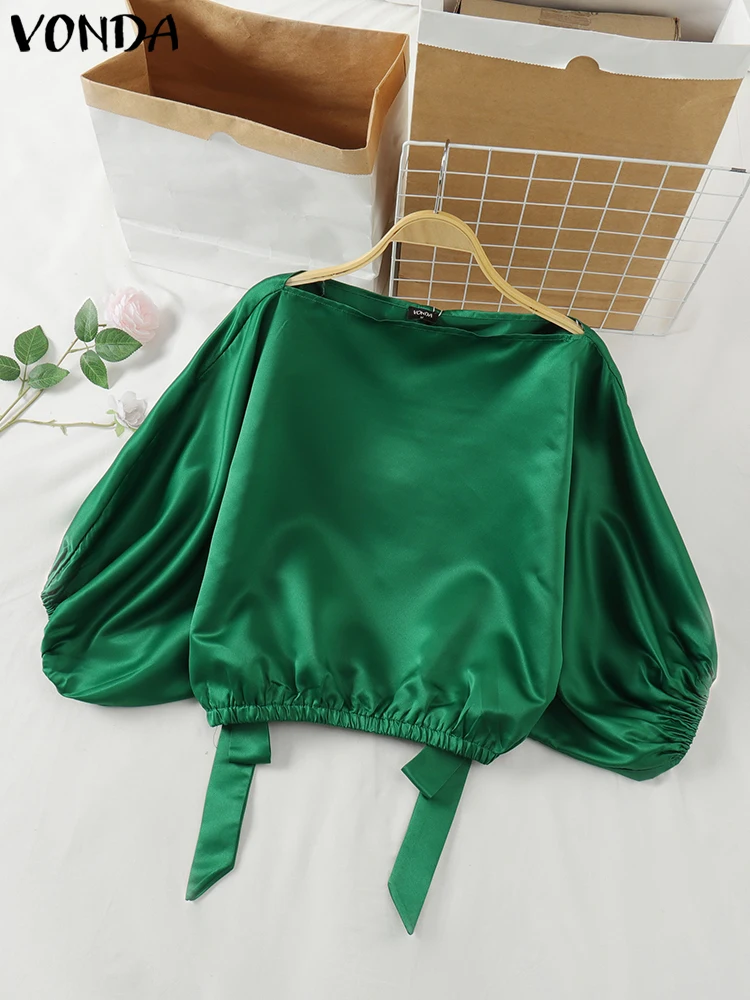 VONDA Satin Silk Top Women Blouses Casual Long Lantern Sleeve Oversized Solid Color Blusas 2024 Summer Round Neck Tunic
VONDA Satin Silk Top Women Blouses Casual Long Lantern Sleeve Oversized Solid Color Blusas 2024 Summer Round Neck Tunic