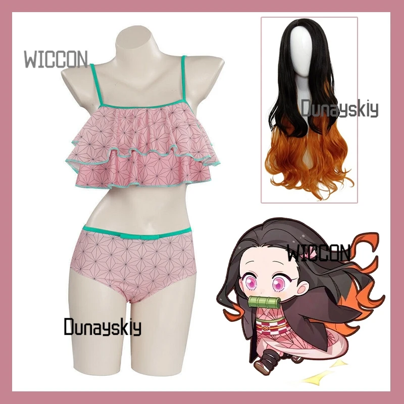 Nezuko Swimsuit Cosplay Set Swimsuit Wig Summer Beach Halloween Anime Convention Outfit
Nezuko Swimsuit Cosplay Set Swimsuit Wig Summer Beach Halloween Anime Convention Outfit